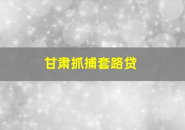 甘肃抓捕套路贷