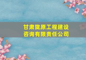 甘肃陇原工程建设咨询有限责任公司