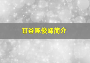 甘谷陈俊峰简介