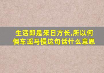 生活即是来日方长,所以何惧车遥马慢这句话什么意思