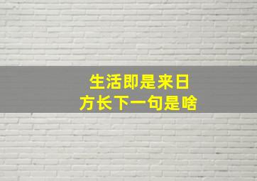 生活即是来日方长下一句是啥