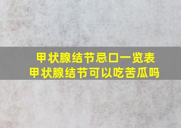 甲状腺结节忌口一览表甲状腺结节可以吃苦瓜吗