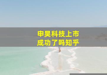 申昊科技上市成功了吗知乎