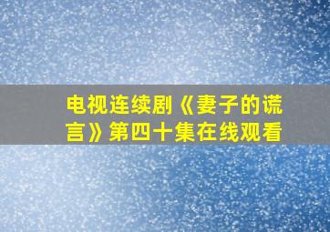 电视连续剧《妻子的谎言》第四十集在线观看