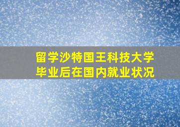 留学沙特国王科技大学毕业后在国内就业状况