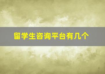 留学生咨询平台有几个