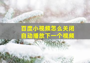 百度小视频怎么关闭自动播放下一个视频