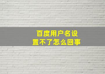 百度用户名设置不了怎么回事