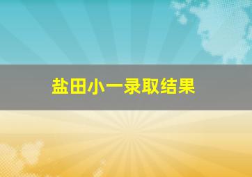 盐田小一录取结果