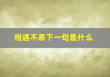 相遇不易下一句是什么