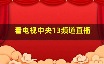 看电视中央13频道直播