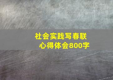 社会实践写春联心得体会800字