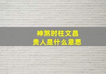 神煞时柱文昌贵人是什么意思