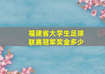 福建省大学生足球联赛冠军奖金多少