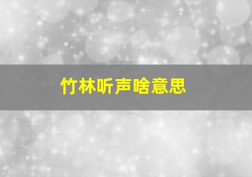 竹林听声啥意思