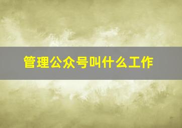 管理公众号叫什么工作