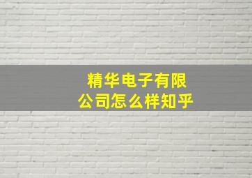 精华电子有限公司怎么样知乎