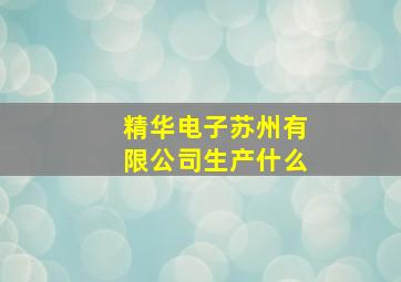 精华电子苏州有限公司生产什么