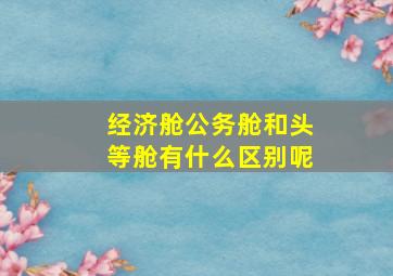 经济舱公务舱和头等舱有什么区别呢