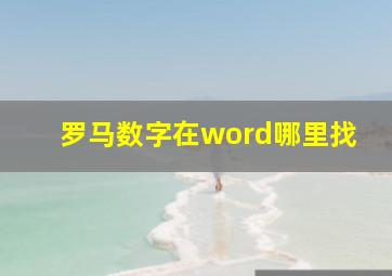 罗马数字在word哪里找