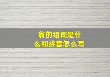 翁的组词是什么和拼音怎么写