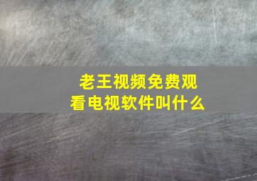 老王视频免费观看电视软件叫什么