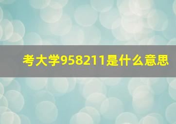 考大学958211是什么意思