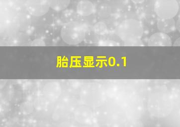 胎压显示0.1