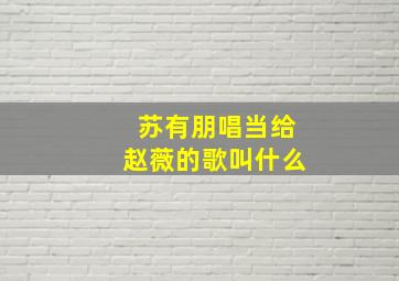 苏有朋唱当给赵薇的歌叫什么