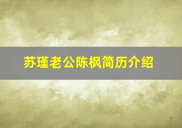 苏瑾老公陈枫简历介绍