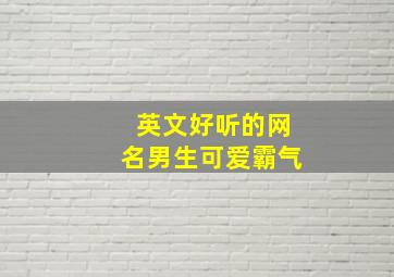 英文好听的网名男生可爱霸气