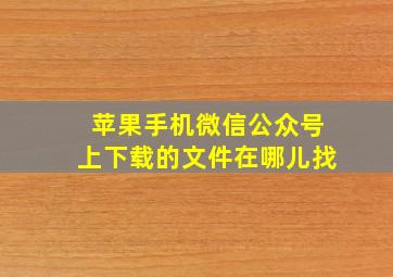 苹果手机微信公众号上下载的文件在哪儿找