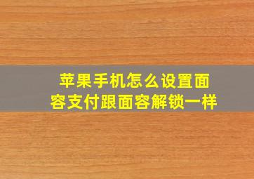 苹果手机怎么设置面容支付跟面容解锁一样