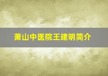 萧山中医院王建明简介