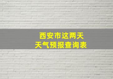 西安市这两天天气预报查询表