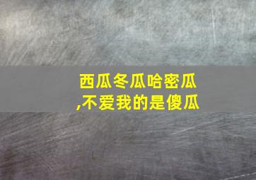 西瓜冬瓜哈密瓜,不爱我的是傻瓜