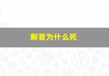 解晋为什么死