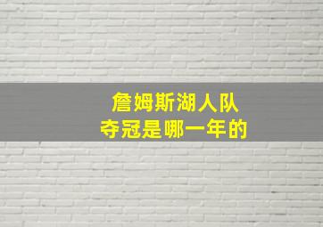 詹姆斯湖人队夺冠是哪一年的