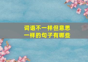 词语不一样但意思一样的句子有哪些