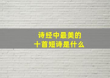 诗经中最美的十首短诗是什么