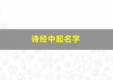 诗经中起名字