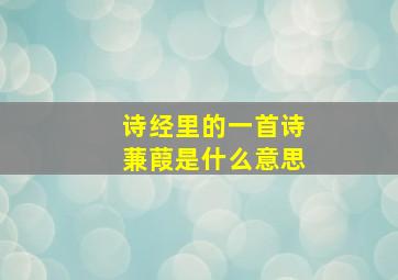 诗经里的一首诗蒹葭是什么意思