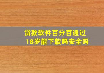 贷款软件百分百通过18岁能下款吗安全吗