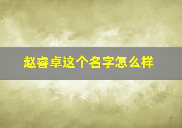 赵睿卓这个名字怎么样