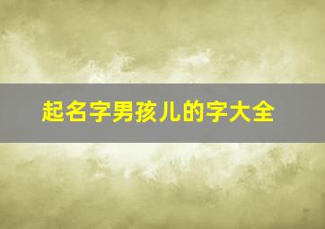 起名字男孩儿的字大全