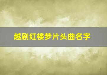 越剧红楼梦片头曲名字