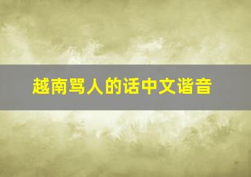 越南骂人的话中文谐音