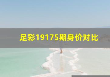 足彩19175期身价对比