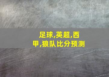 足球,英超,西甲,狼队比分预测