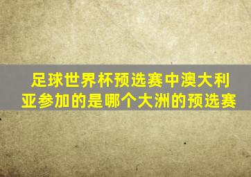 足球世界杯预选赛中澳大利亚参加的是哪个大洲的预选赛